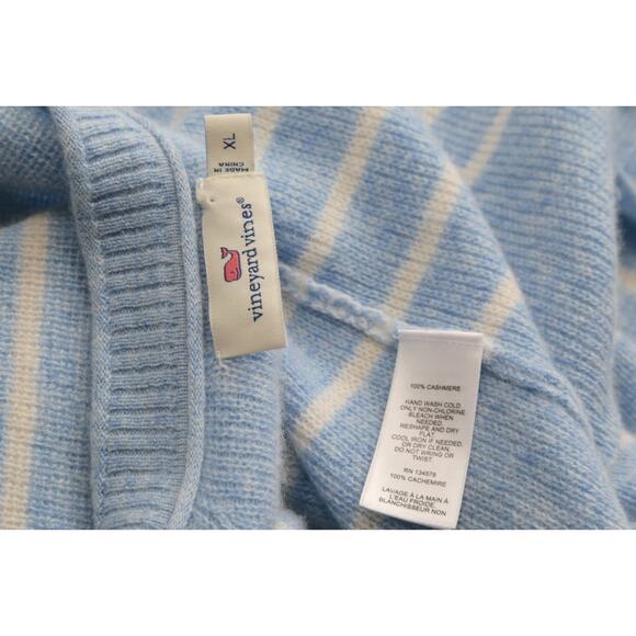 Vineyard Vines Cashmere Striped Cardigan Sweater Blue Women’s XL Soft Knit - Picture 14 of 15
